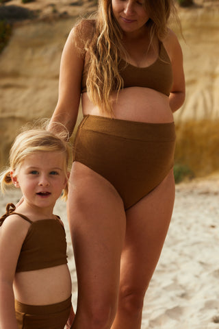 Women's High Waisted Bottoms in Otter Brown Terry